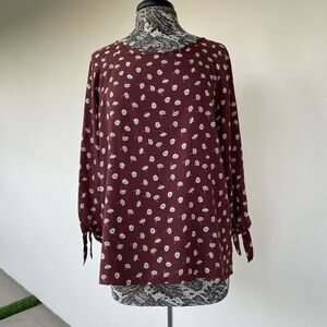 Women's Burgundy Floral Top by Papermoon size XXL